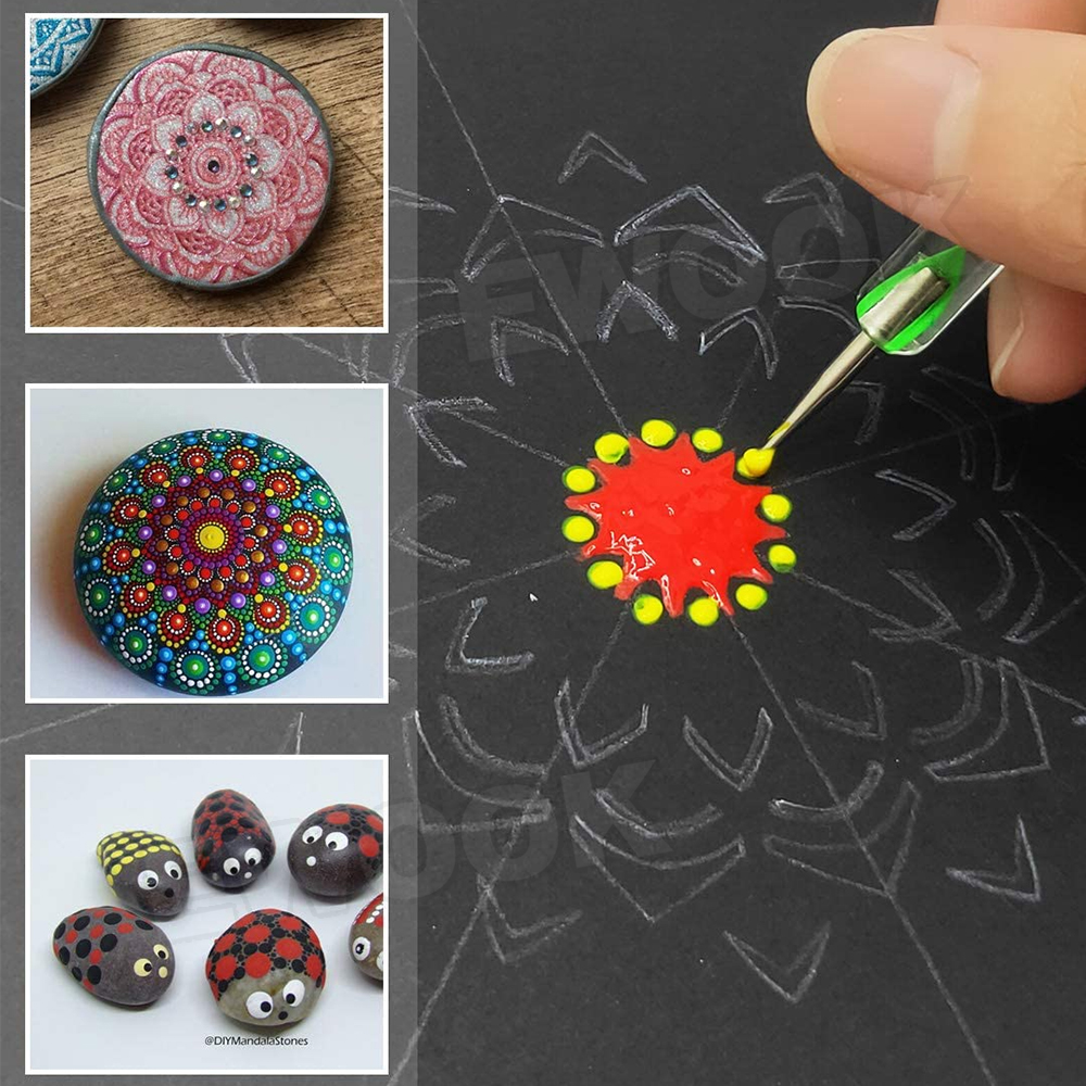 Mandala Dotting Tools Pen Rock Painting Kit Dot Art Paint Stencils